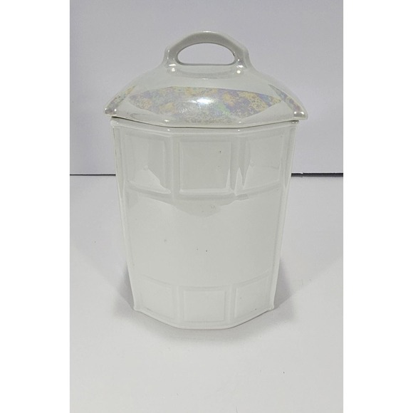 Vintage Czech Iridescent Porcelain Sugar Jar | Victoria Czecho Slovakia - Picture 4 of 10